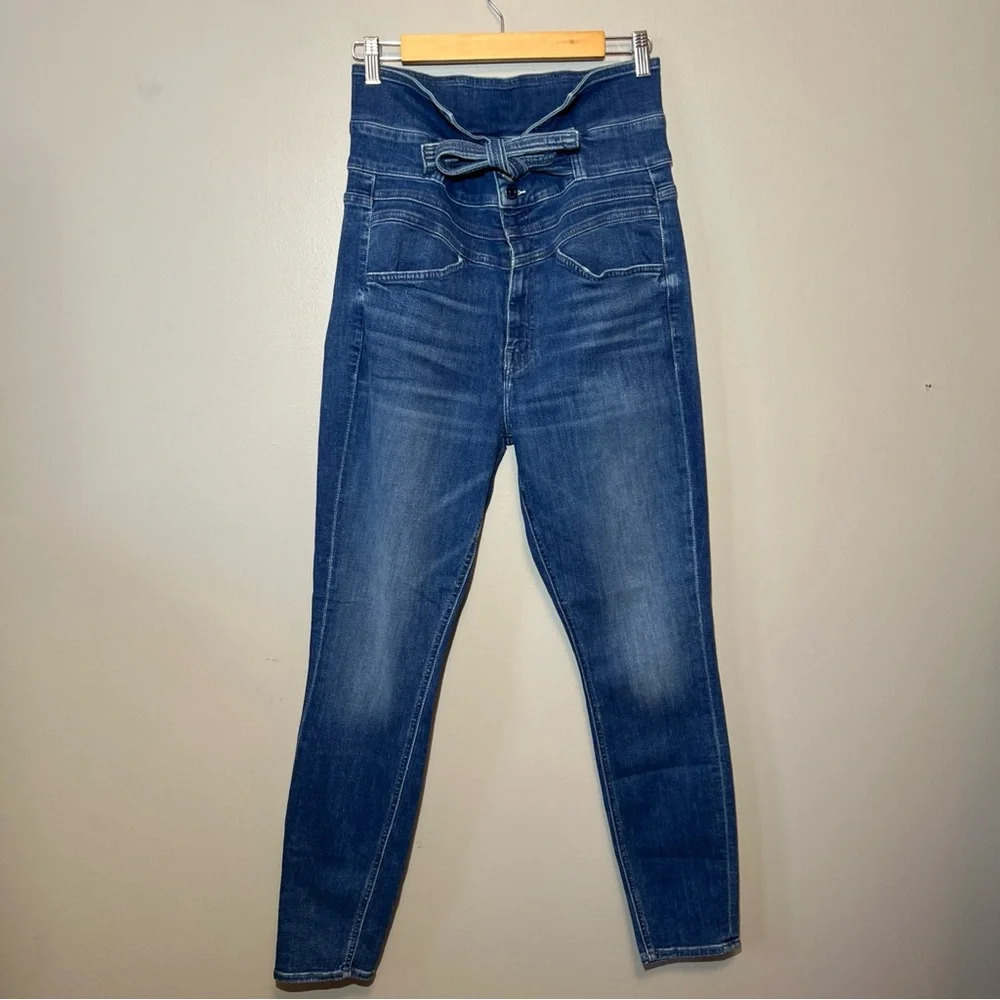 Mother Triple Stack Looker Hi Rise Tie Waist Stretch Skinny Jeans Size 31 - Picture 3 of 15